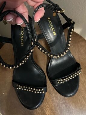 COACH Black Studded Sandals